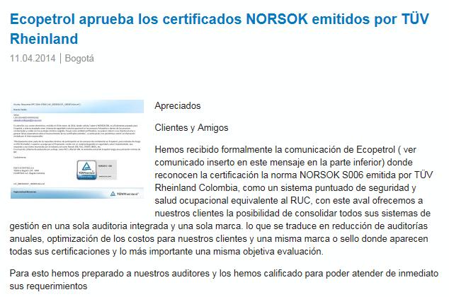 EL NORSOK S-006 ES