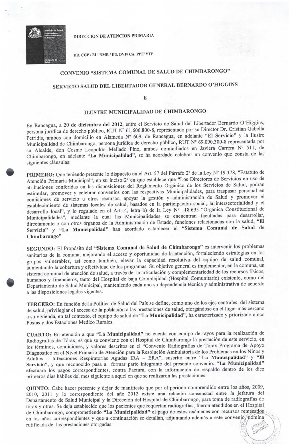 DIRECCIÓN DE ATENCIÓN PRIMARIA DR. CGP / EU. NMR / EU. DVF/ CA.