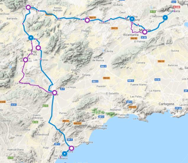 su vez enlace con las Comunidades limítrofes (Andalucía, Comunidad Valenciana y Castilla la Mancha), con el fin de sumar itinerarios