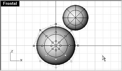 3 En la vista Frontal seleccione los puntos de control cerca de la parte inferior de la esfera.