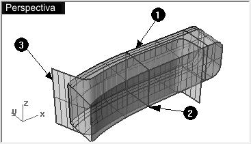 3 Designe el borde exterior (3) de la superficie extruida.