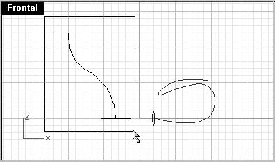 Ejercicio 56 Utilizar barridos por 1 carril para crear superficies 1 Abra el modelo Barrido por 1 carril.3dm. 2 Seleccione las tres curvas de la izquierda.