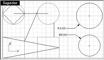 Para dibujar un círculo con centro y diámetro: 1 En el menú Curva, haga clic en Círculo y luego en Desde centro y radio. 2 Escriba 20,3 y pulse Intro. 3 Haga clic en Diámetro.