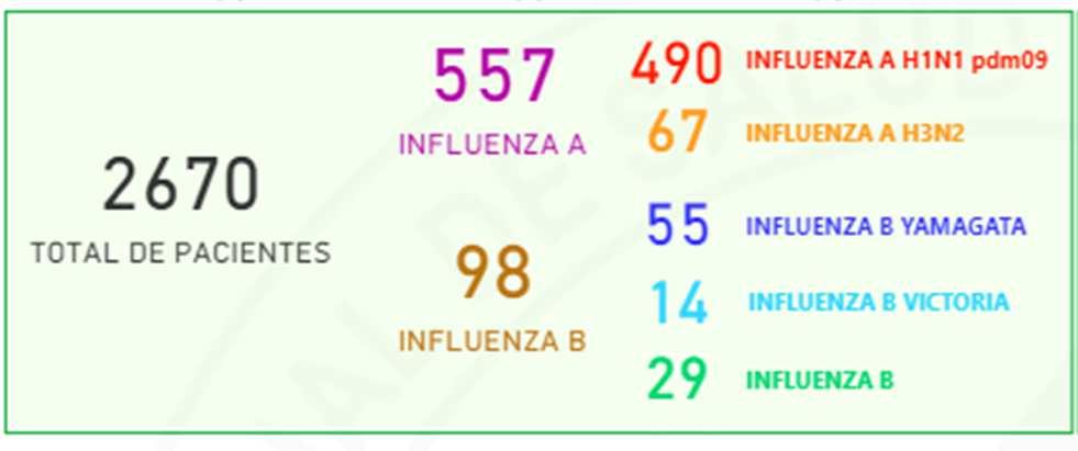 Distribución de virus respiratorios en el Perú, 2018* Departamento Influenza B Influenza A(H1N1) pdm 09 Influenza A(H3N2) Amazonas -- 17 -- 17 Ancash 1 23 1 25 Apurimac -- -- -- -- Arequipa 2 5 -- 7