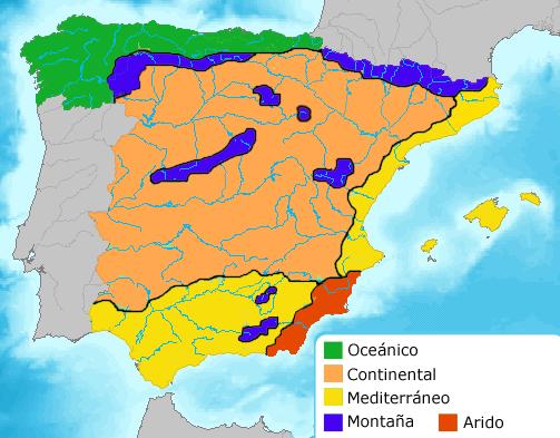 2. Consecuencias geográficas que se derivan de esta situación de España Contrastes climáticos,