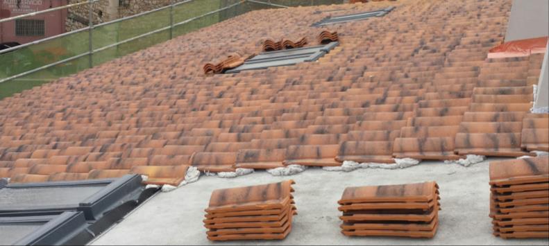 espesor y acabado mediante teja Cubierta plana transitable en terrazas impermeabilizada y