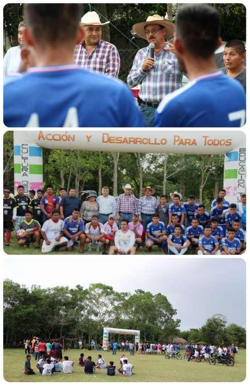 Fortaleciendo las acciones en pro del Deporte, esta tarde el Presidente Municipal, acompañado del Diputado Local llevaron a cabo la premiación de la Liga de futbol Río Candelaria en donde