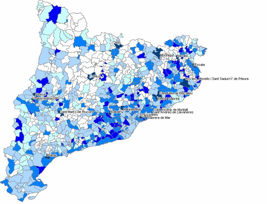 4.1. c onsums domèsti cs mitjans per municipis (2004) 350 l/p.d 75 l/p.