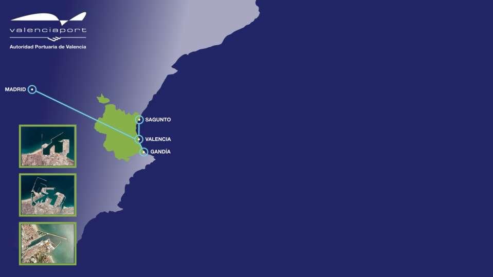 La Autoridad Portuaria de Valencia gestiona tres puertos SAGUNTO: VALENCIA: GANDÍA: 5,70 millones de Toneladas 52.401 TEU 271.