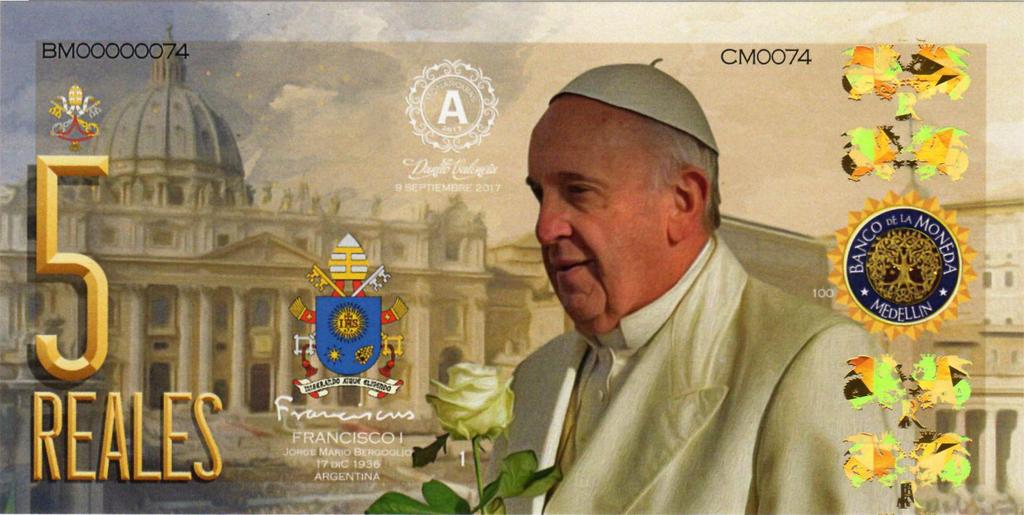 Memoria Numismática Primer aniversario de la visita del Papa Francisco a Colombia Queremos recordar la esperanzadora visita del papa Francisco a Colombia, que tuvo lugar en septiembre del año pasado.