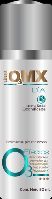 O3MX CREMA DE DÍA Su fórmula con tecnología de punta, permite la incorporación de ozono (O3), que ejerce un efecto desintoxicante y de estimulación celular.