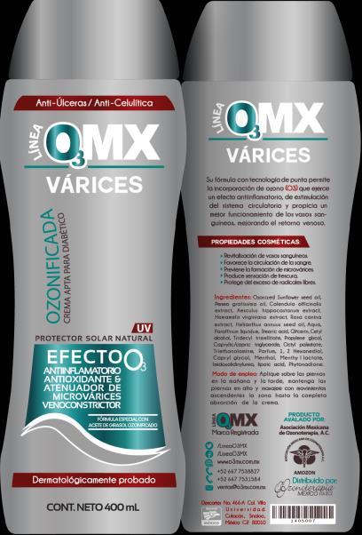 O3MX CORPORAL Crema Hidratante, Antioxidante, elaborada con aceite de girasol ozonificado.