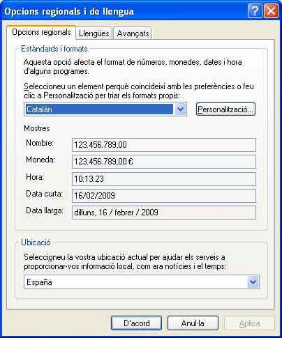 Windows XP Windows 7 Anem al Tauler de control / Rellotge,