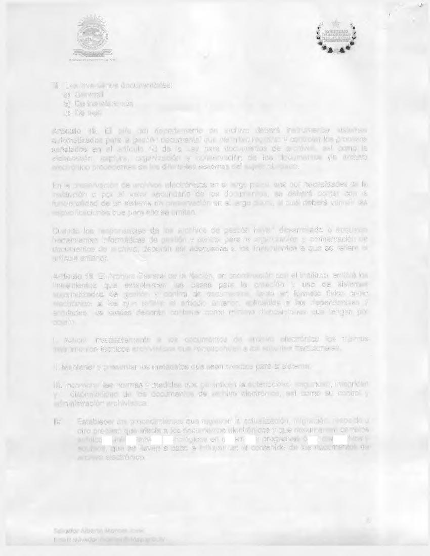 Slmbolo Permanente de Paz 111. Los inventarios documentales: a) General b) De transferencia e) De baja Artículo 18.