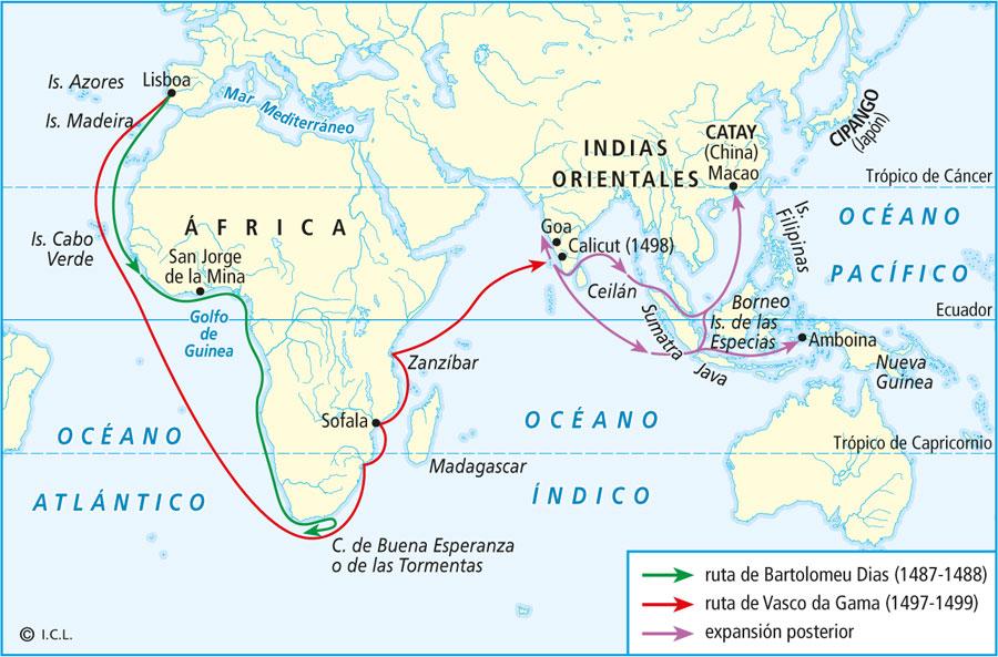 LOS GRANDES VIAJES MARÍTIMOS El comercio europeo con Oriente se efectuaba en la Edad Media a través de la ruta de la seda, que recorría el Mediterráneo hasta Constantinopla y luego atravesaba Asia.