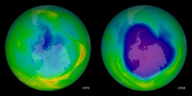 El agujero en la capa de ozono Se denomina agujero de la capa de ozono a la zona de la atmósfera terrestre donde se producen