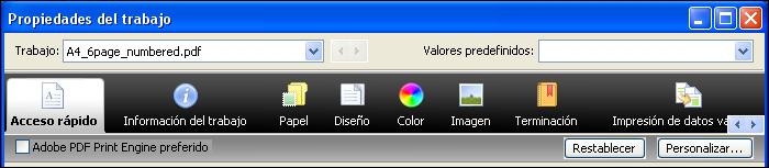 MÉTODOS DE IMPRESIÓN 76 2 Active la casilla de verificación Adobe PDF Print Engine preferido.