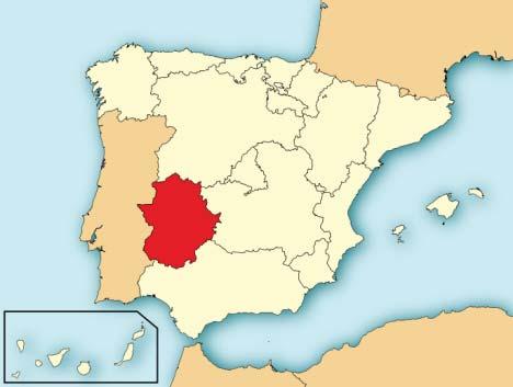 Limita al norte con Castilla y León, al sur con Andalucía, al este con Castilla-La Mancha y al oeste con Portugal.