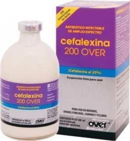 p.v.). Fasciola hepática, Ostertagia inhibida y tenias: 10 mg/k.p.v. (10 ml cada 100 k.p.v.). Cefalexina 200 Overflo Antibiótico de amplio espectro (Cefalexina al 20%).