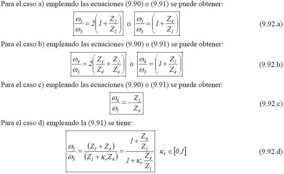 RELACIÓNES DE TRANSMISIÓN EN ENGRANES PLANETARIOS Las ecuaciones (9.90) y (9.91) son las expresiones genéricas de la relación de velocidades de rotación del tren de engranajes planetarios.