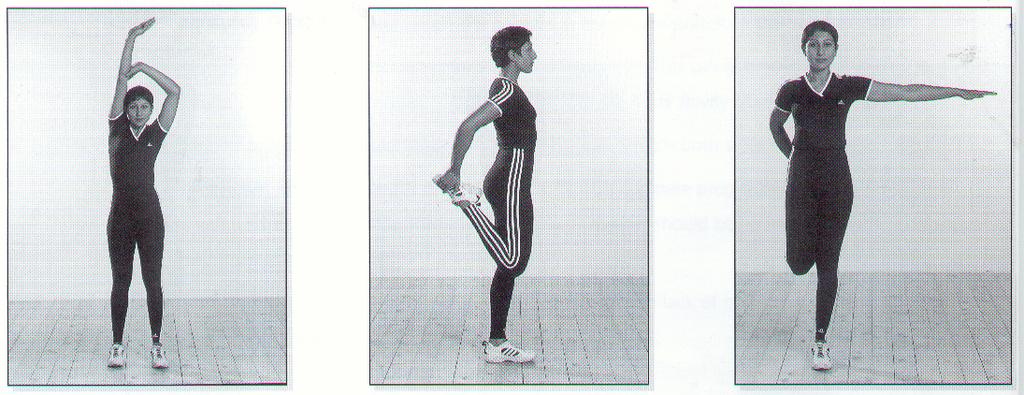 6. Bíceps/Pectorales estira ambos brazos hacia atrás, mantén los codos rectos y los pulgares hacia arriba. 9.