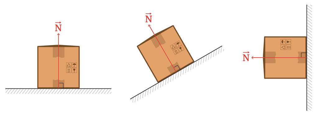 (ver Figura 11.1). Figura 11.1: Fuerza normal en distintas situaciones, esta fuerza siempre es perpendicular a la superficie de contacto.