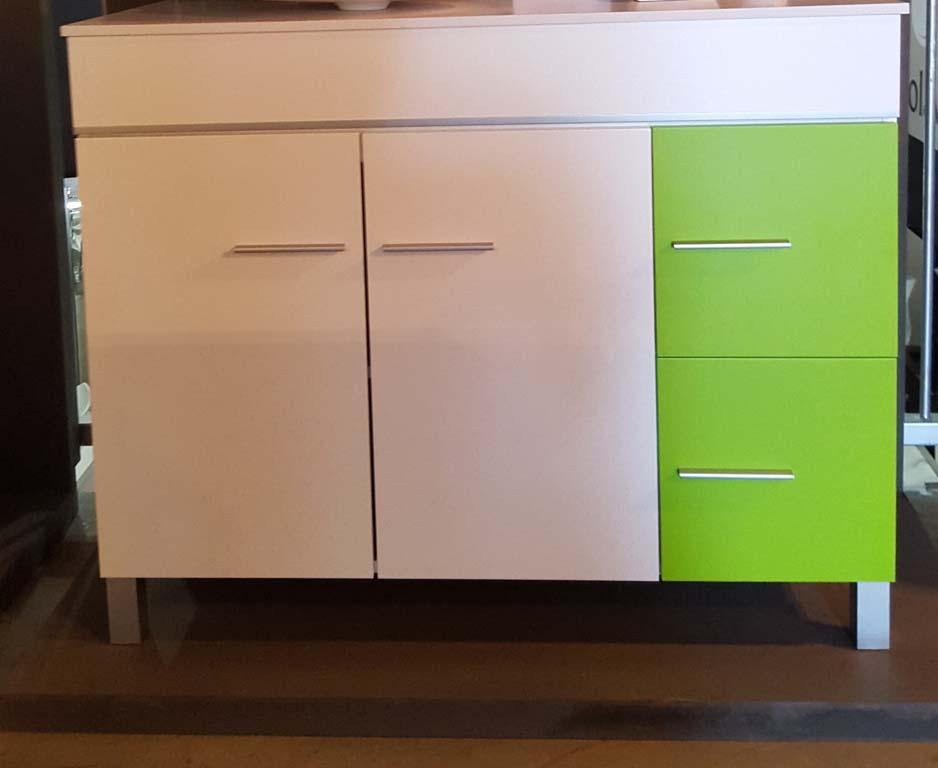 MUEBLE VERDE / BLANCO Mueble de 100cm verde blanco con tapa de