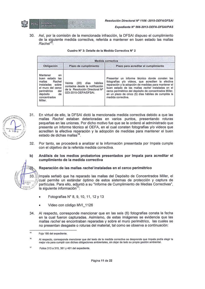 Resolución Directora/ Nº 1106-2015-0EFAIDFSAI Expediente Nº 566-2013-0EFA-DFSAIIPAS 30.