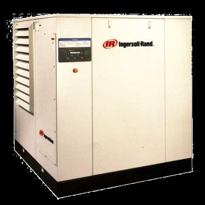 Compresor Estacionario Ingersoll Rand SSR EP100 Compresor de aire tipo tornillos lubricados con refrigerante sintético Ultracoolant y transmisión de potencia mediante correas y poleas en V.