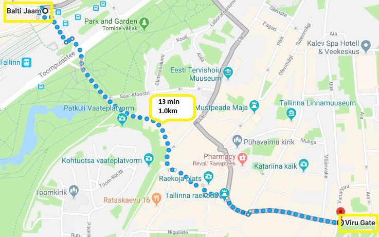 En taxi: 15 minutos Cómo llegar a Viru Värav (Puerta de Viru) - aficionados del Club Atlético de Madrid - desde Baltijaam: En autobús: los aficionados discapacitados pueden coger las líneas 21 o 41