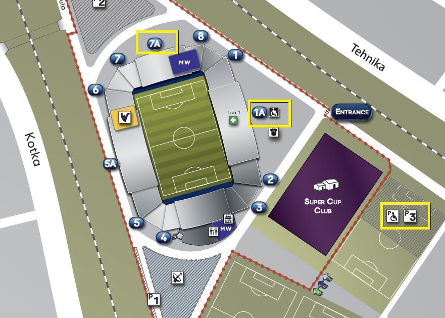 Información del estadio Entradas accesibles (adaptadas para personas con discapacidad) La entrada accesible para quienes tengan Entradas para Usuarios de Silla de Ruedas se encuentra en la puerta 1A.