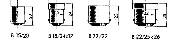 3.2- Lámparas Incandescentes Casquillo Swan: También llamado de bayoneta o BC Los contactos son por resorte.