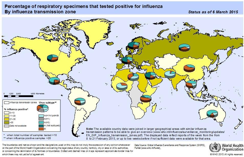 Influenza global update / Actualización de influenza a nivel global In Europe, the influenza season was at its height, particularly in central and western countries.