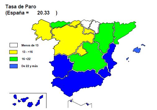 Ilustración 1. TASA DE PARO POR COMUNIDADES AUTÓNOMAS. Las Comunidades Autónomas en las que más ha aumentado el paro durante el último trimestre de 2010 son Illes Balears (24.