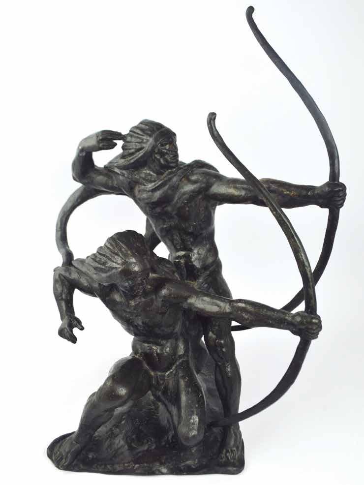 159. Escultura de José Luis Zorrilla de San Martín (1891-1975) en bronce pátina gris oscura: Indios