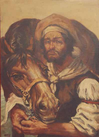 Lote 193 193. Cuadro de Enrique Eguren; óleo sobre tela: Gaucho con sombrero y caballo ; firmado con seudónimo Neru abajo a la izquierda. Medidas: alto 70 cm - ancho 50 cm. 194.