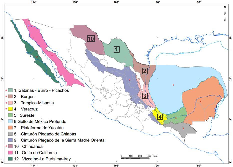 PROVINCIAS GEOLÓGICAS Y PETROLERAS Las provincias geológicas y petroleras en el norte de México están clasificadas de la siguiente manera: Seis provincias Geológicas: Sabinas, Plataforma
