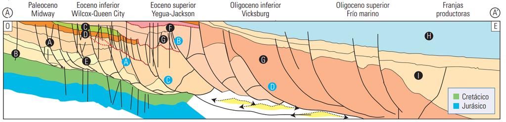 donde las fallas son también de crecimiento pero con planos que tienden a la verticalidad y que afectan predominantemente la columna del Mioceno y Plioceno (figura 32). Figura 32.