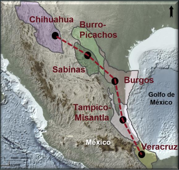 MARCO ESTRATIGRÁFICO Columnas estratigráficas generales para las cuencas Chihuahua,