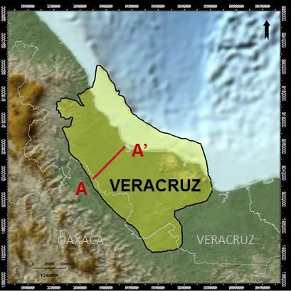 MARCO ESTRATIGRAFICO VERACRUZ. En la Cuenca de Veracruz (figura 48) el área prospectiva para no convencionales corresponde a la Fm. Maltrata de edad Turoniano.