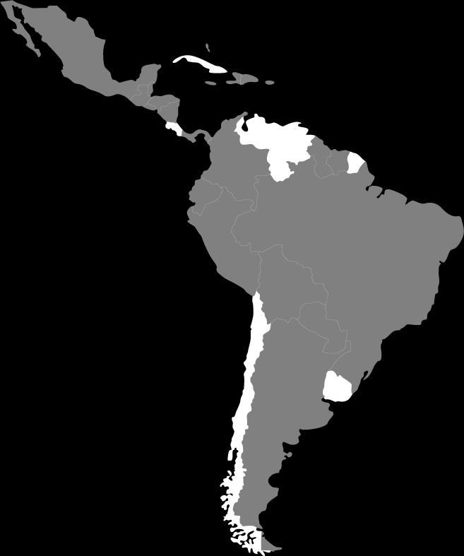 Panamá 107 Ecuador 112 Honduras 130 Nicaragua 158 Venezuela 76