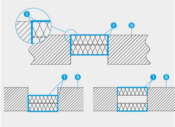 (Ver Detalles A y B) Proporciona resistencias hasta EI 120 en huecos de hasta 3,75 m2 El PROMASTOP -CC cuando seca forma una capa elástica y resistente a la humedad.