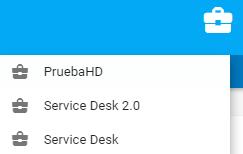 Inicio - Esquina Superior derecha Servicio Al seleccionar el icono Servicio mostrará el listado de habilitados por defecto siempre se mostrará Service Desk 2.0.