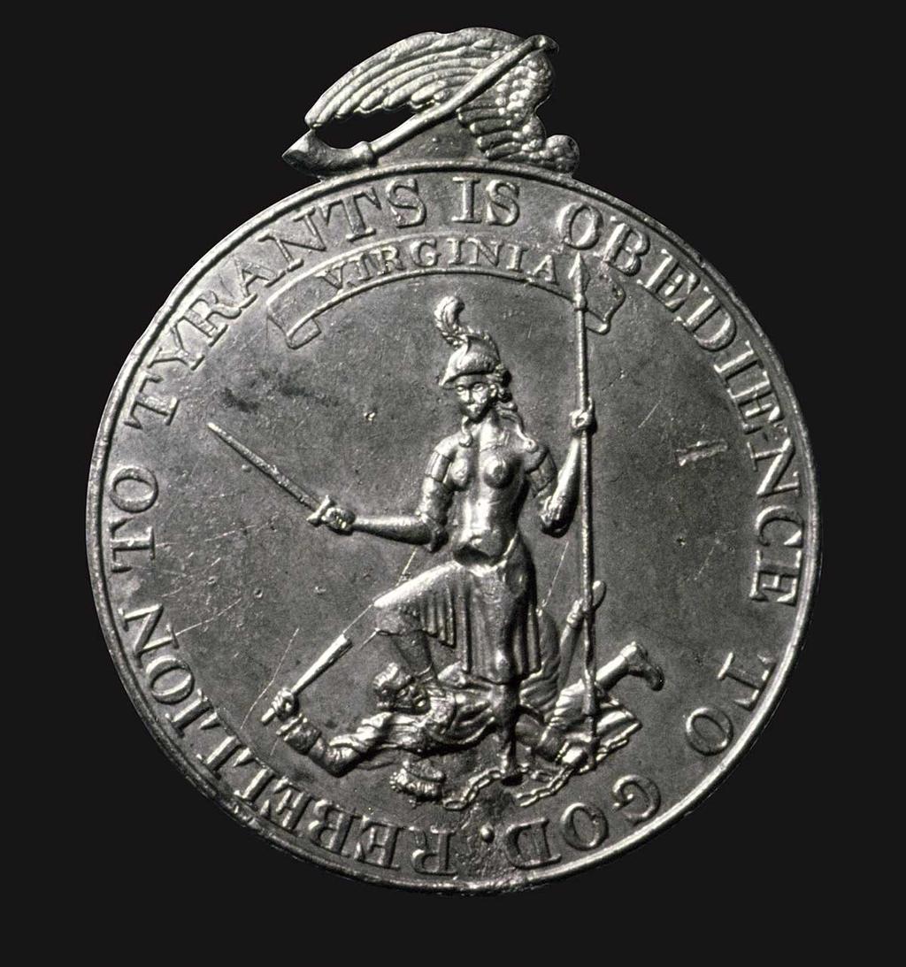 Medalla conmemorativa de la guerra de Independencia americana El lema