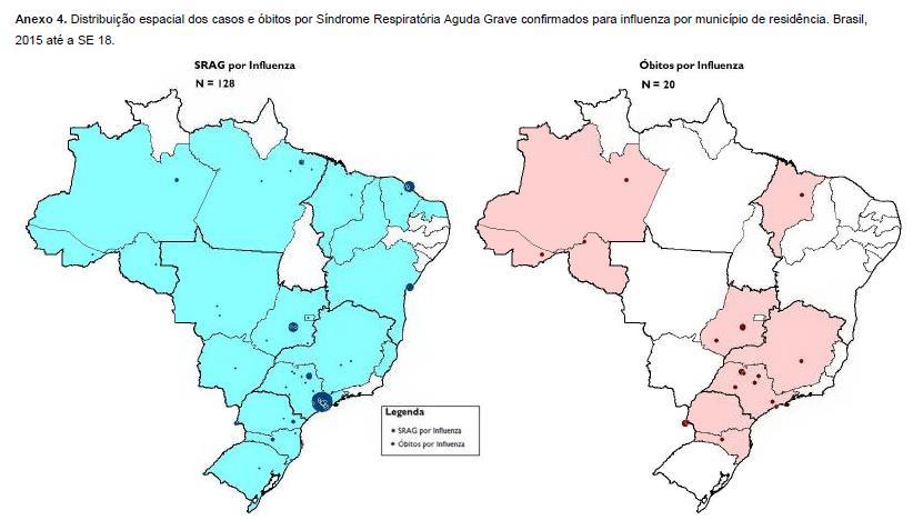 Brazil: Distribution of SARI hospitalizations and deaths by municipality and influenza type/subtype by region Distribución de hospitalizaciones y fallecidos por IRAG por municipio y tipo/subtipo de