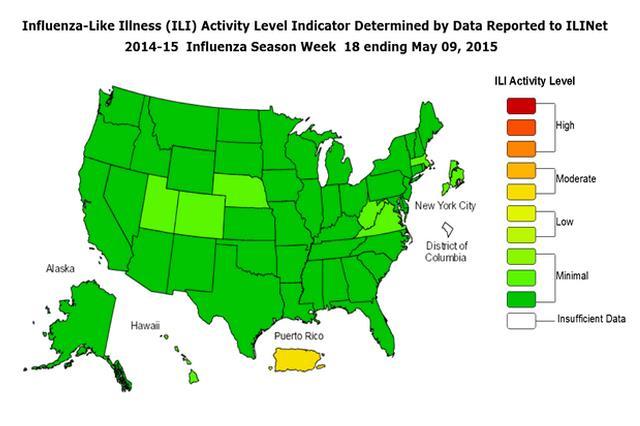 de influenza reportada en tres estados Influenza detections (4.