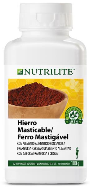 HIERRO MASTICABLE Hierro Masticable NUTRILITE proporciona hierro en forma de fumarato ferroso, una fuente de hierro que el cuerpo absorbe rápidamente.