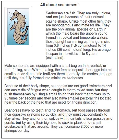 Do you know seahorses? Read 1. Read the article. Lee el artículo.