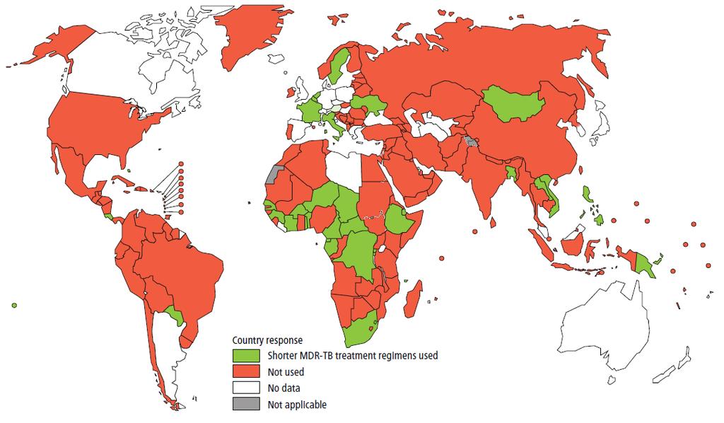 Países que usan esquema acortado para TB MDR