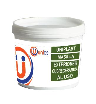 Uniplast exteriores y cubre cerámica Enlucido en pasta en base acuosa, de color extrablanco y de uso interior y exterior.